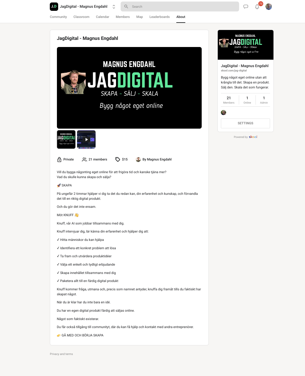 Jag Digital-communityt på Skool